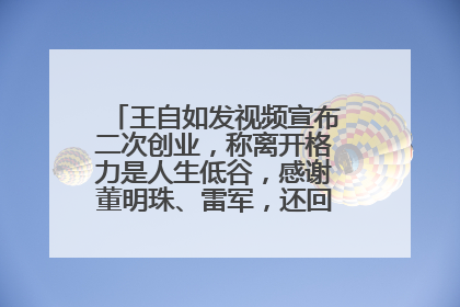 王自如发视频宣布二次创业，称离开格力是人生低谷，感谢董明珠、雷军，还回应了“工资条”：清楚自己要什么……