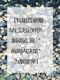 特朗普被曝早已决定对伊朗动武 称“两周内决策”为烟雾弹