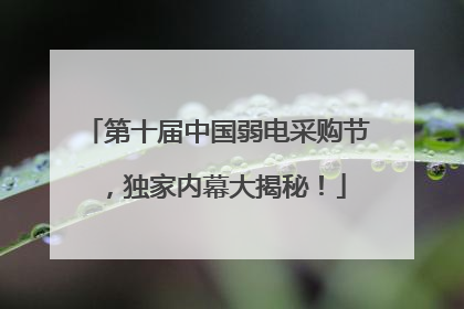 第十届中国弱电采购节，独家内幕大揭秘！