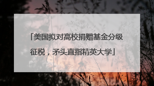 美国拟对高校捐赠基金分级征税，矛头直指精英大学