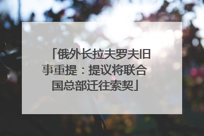 俄外长拉夫罗夫旧事重提：提议将联合国总部迁往索契