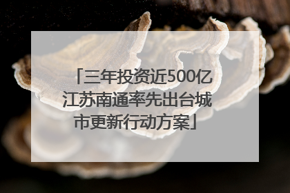 三年投资近500亿 江苏南通率先出台城市更新行动方案