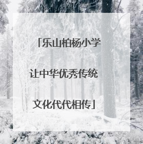 乐山柏杨小学让中华优秀传统文化代代相传