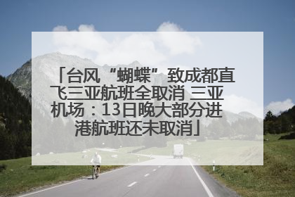 台风“蝴蝶”致成都直飞三亚航班全取消 三亚机场：13日晚大部分进港航班还未取消