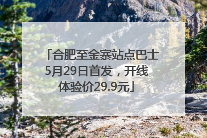 合肥至金寨站点巴士5月29日首发，开线体验价29.9元