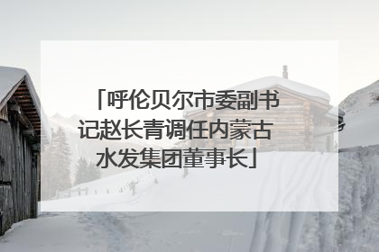 呼伦贝尔市委副书记赵长青调任内蒙古水发集团董事长