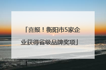 喜报！衡阳市5家企业获得省级品牌奖项