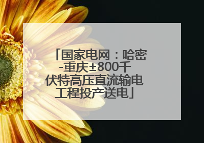 国家电网：哈密-重庆±800千伏特高压直流输电工程投产送电