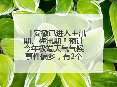 安徽已进入主汛期、梅汛期！预计今年极端天气气候事件偏多，有2个台风影响安徽