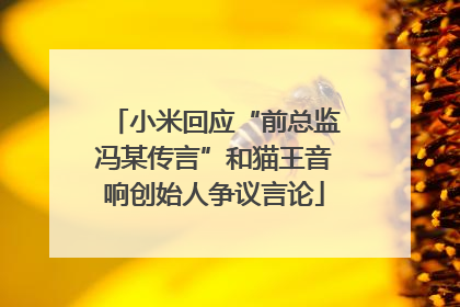 小米回应“前总监冯某传言”和猫王音响创始人争议言论