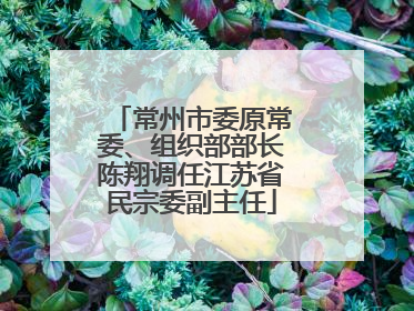 常州市委原常委、组织部部长陈翔调任江苏省民宗委副主任