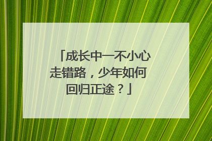 成长中一不小心走错路，少年如何回归正途？