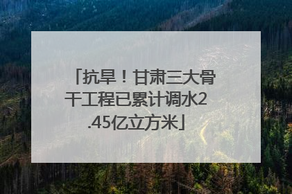 抗旱！甘肃三大骨干工程已累计调水2.45亿立方米