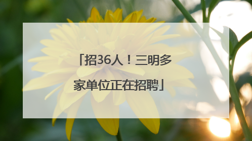 招36人！三明多家单位正在招聘