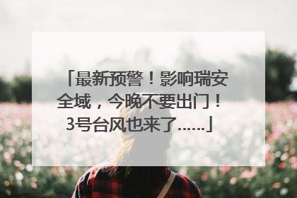 最新预警！影响瑞安全域，今晚不要出门！3号台风也来了……