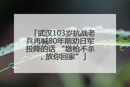 武汉103岁抗战老兵再喊80年前劝日军投降的话 “缴枪不杀，放你回家”