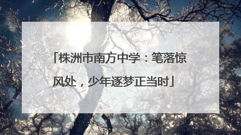 株洲市南方中学：笔落惊风处，少年逐梦正当时