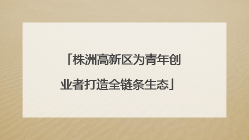 株洲高新区为青年创业者打造全链条生态