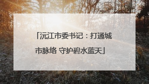 沅江市委书记：打通城市脉络 守护碧水蓝天