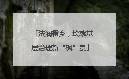 法润橙乡，绘就基层治理新“枫”景