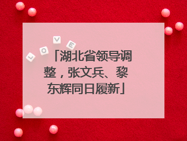 湖北省领导调整，张文兵、黎东辉同日履新
