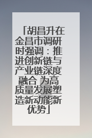 胡昌升在金昌市调研时强调：推进创新链与产业链深度融合 为高质量发展塑造新动能新优势