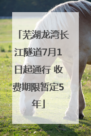芜湖龙湾长江隧道7月1日起通行 收费期限暂定5年