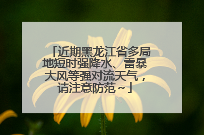 近期黑龙江省多局地短时强降水、雷暴大风等强对流天气，请注意防范～