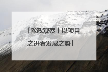 豫政观察丨以项目之进看发展之势
