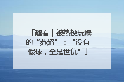 趣看｜被热梗玩爆的“苏超”：“没有假球，全是世仇”
