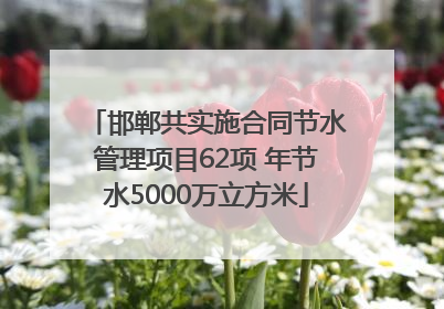 邯郸共实施合同节水管理项目62项 年节水5000万立方米