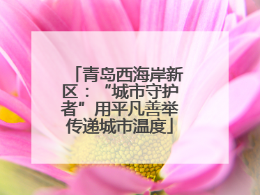 青岛西海岸新区：“城市守护者”用平凡善举传递城市温度