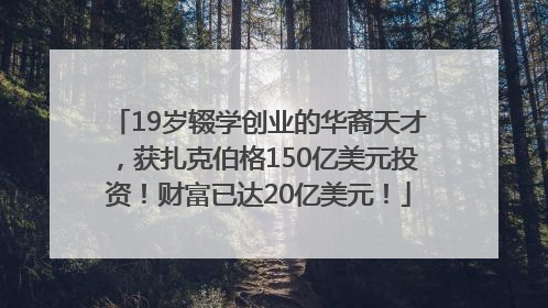 19岁辍学创业的华裔天才，获扎克伯格150亿美元投资！财富已达20亿美元！